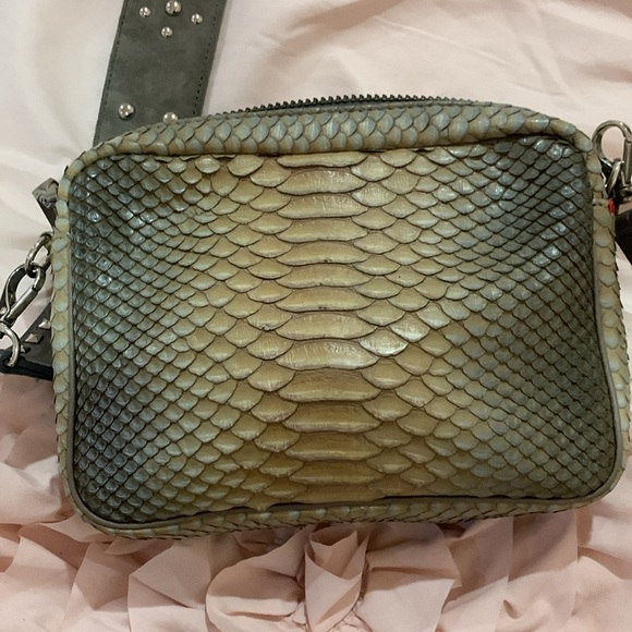 Authentic Claris Virot Charly Python beige/gray Shoulder Bag with 2 straps - Picture 10 of 16